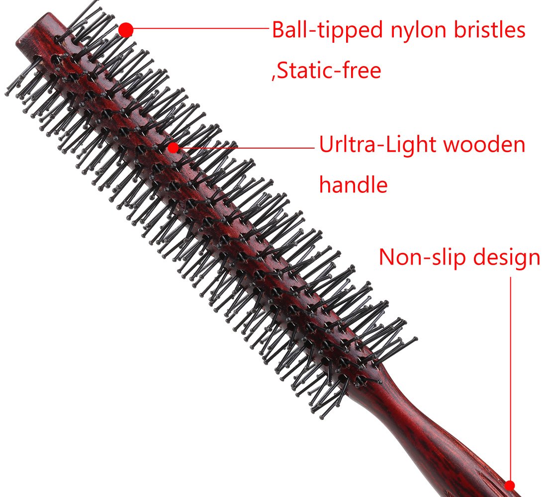 PERFEHAIR Small Mini Round Hair Brush Nylon Bristles, Short Hair Blow Drying Styling Roll Hairbrush - Image 3