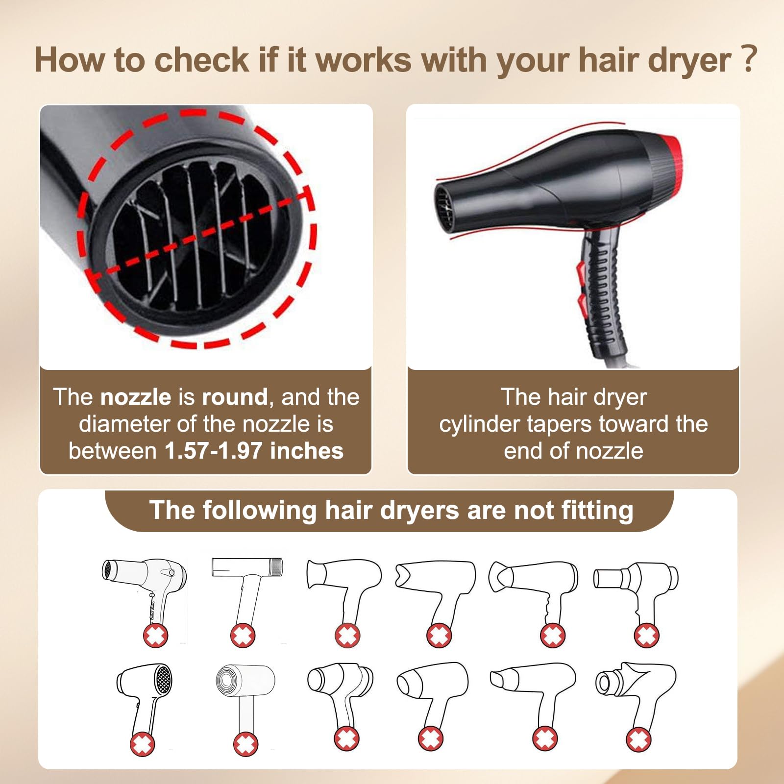 PERFEHAIR Universal Blow Dryer Comb Attachment for Coarse, Curly Hair - Unbreakable Teeth, Hot Resistant Grip, Fits 1.5"-2" Nozzles, Salon Fast Blowout & Straightening Tool, Black - Image 3