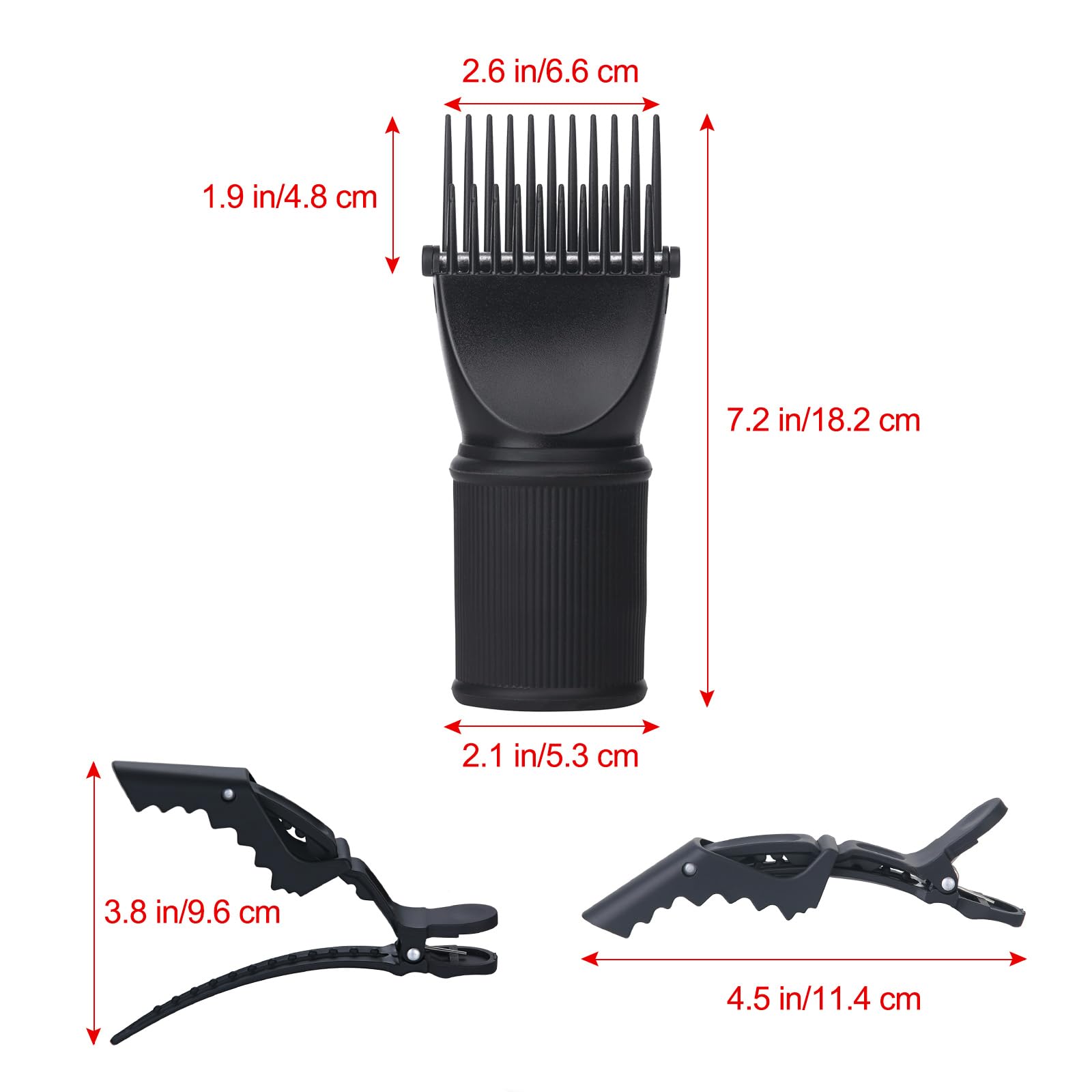 PERFEHAIR Universal Blow Dryer Comb Attachment for Coarse, Curly Hair - Unbreakable Teeth, Hot Resistant Grip, Fits 1.5"-2" Nozzles, Salon Fast Blowout & Straightening Tool, Black - Image 5