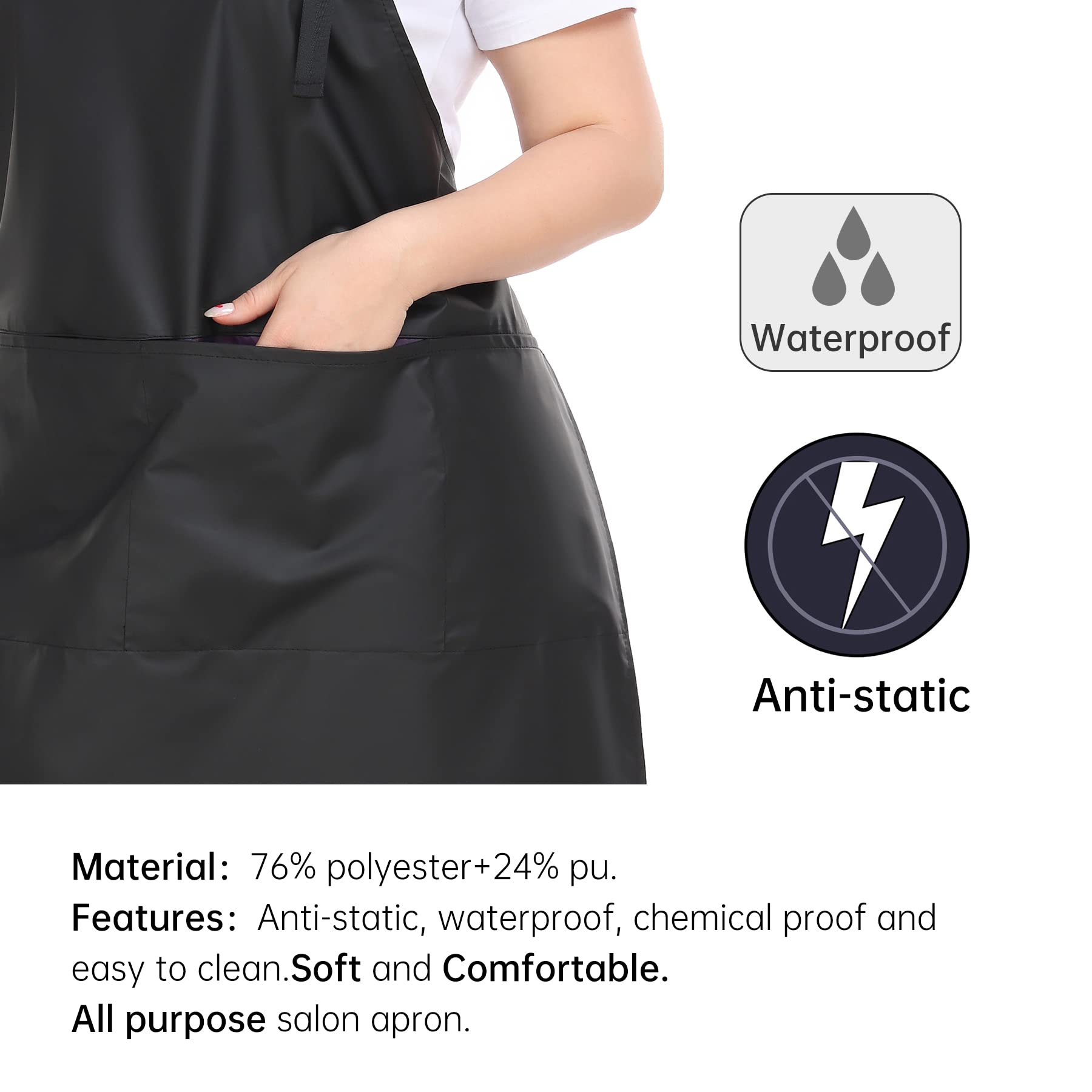 PERFEHAIR Waterproof Hair Dyeing Apron with Pockets for Men & Women - Salon Hairdresser and Barber Protective Apron with PU Coating - Ideal for Haircuts, Styling, Coloring - Image 3