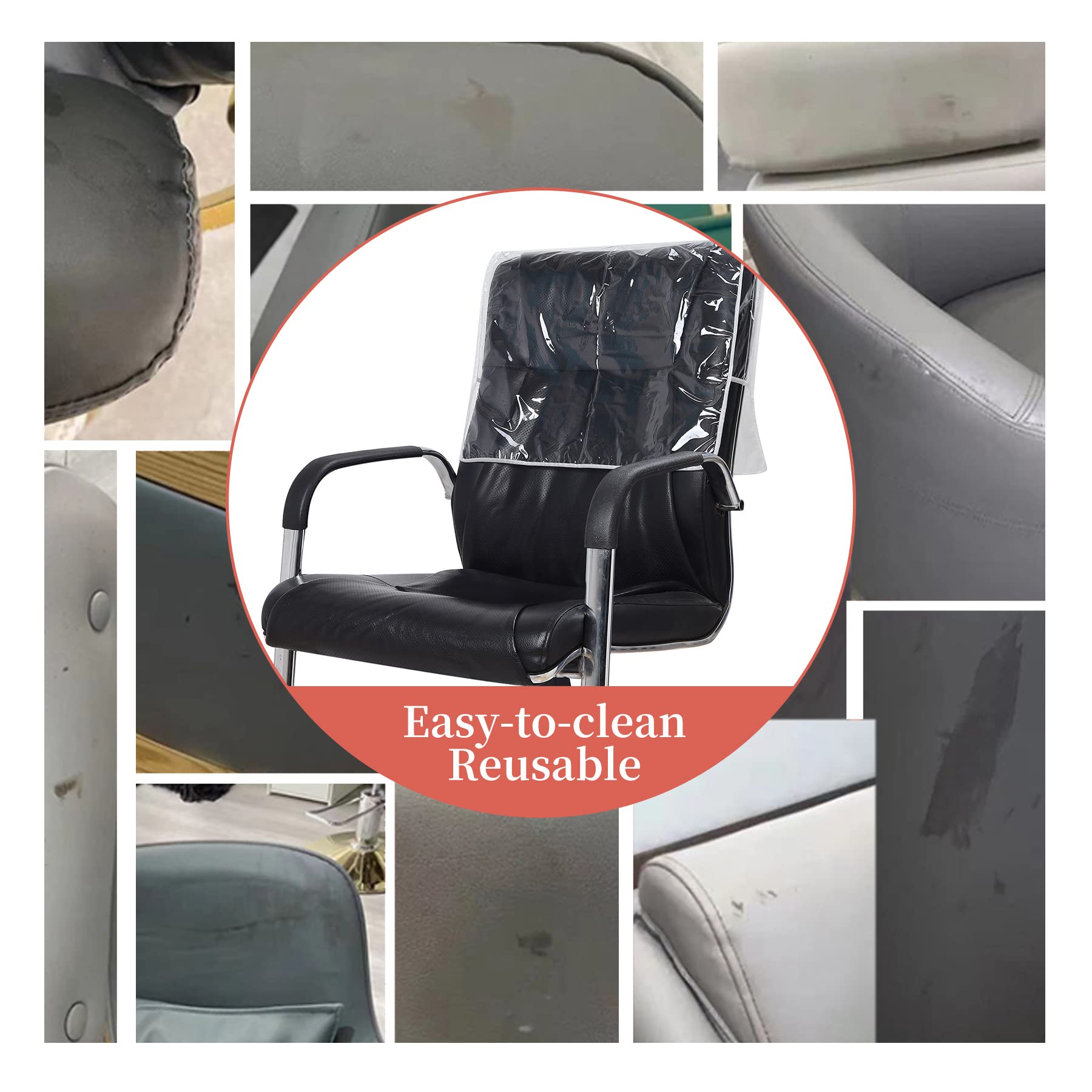 Plastic Salon Chair Back Covers Protectors - Pack of 3, Clear Vinyl Cover for Most Standard Salon Chairs. Protect Chairs from Stains, Chemicals, Mousse, Color, Peroxide & Bleach - Image 4