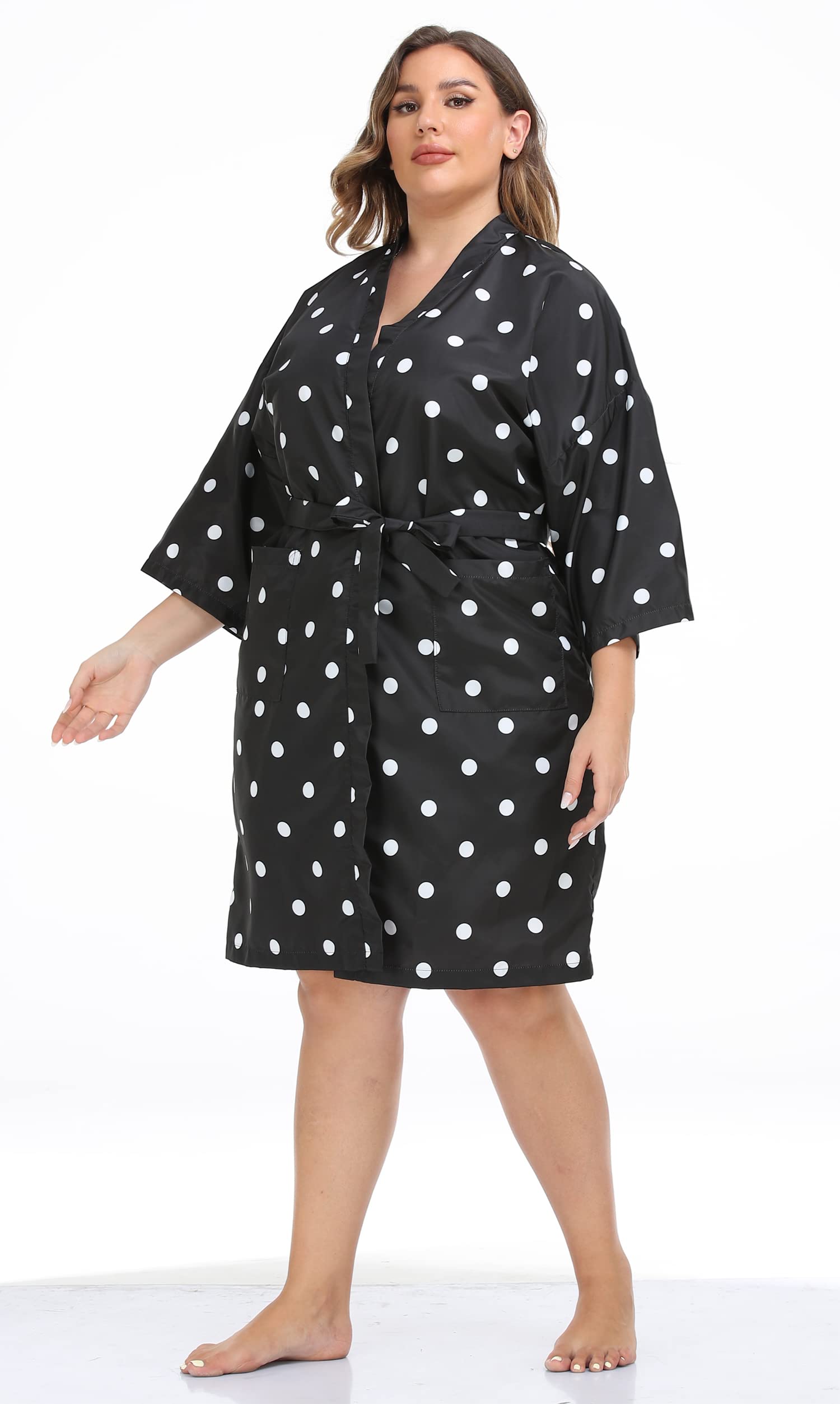 Salon Client Smocks Capes for Women, Barber Hair Color Cape Gown for Haircut, Hair Dye, Hair Styling, Black &white Dots - Image 6