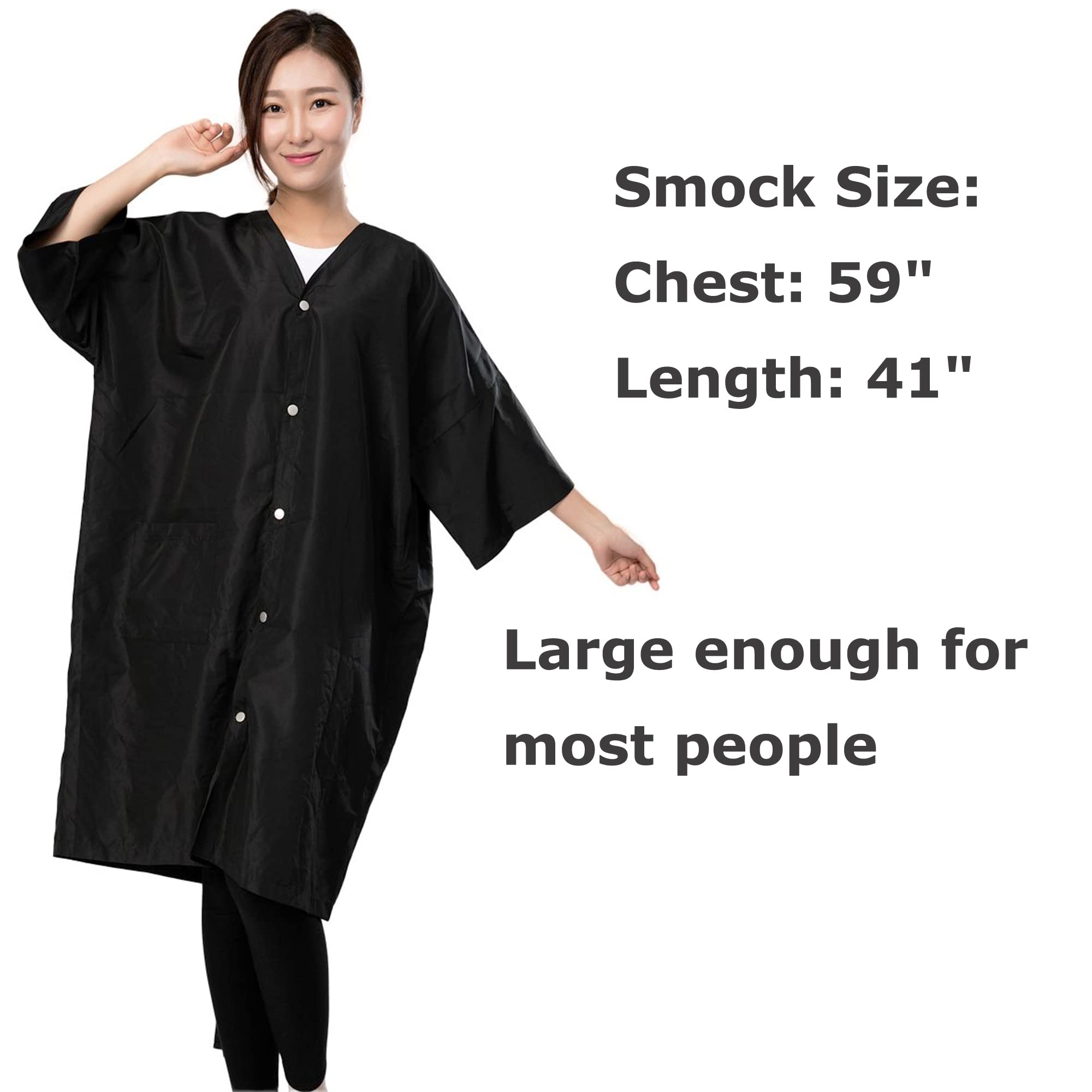 Salon Robes for Clients, Pack of 2, Hair Color Cape Kimono Gown Style, Grooming Smocks for Women & Men, 5 Snaps Closures - Image 3