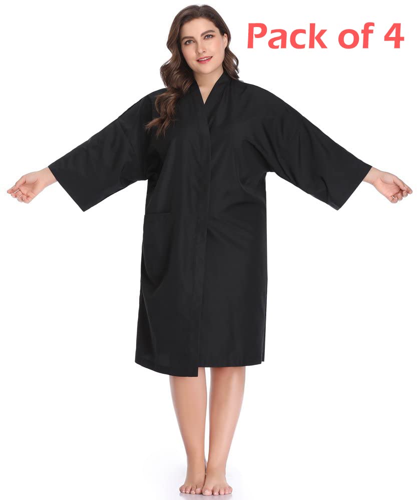 Salon Robes Smock for Clients, Pack of 4, Hair Salon Client Gown Cape, Black - Image 3