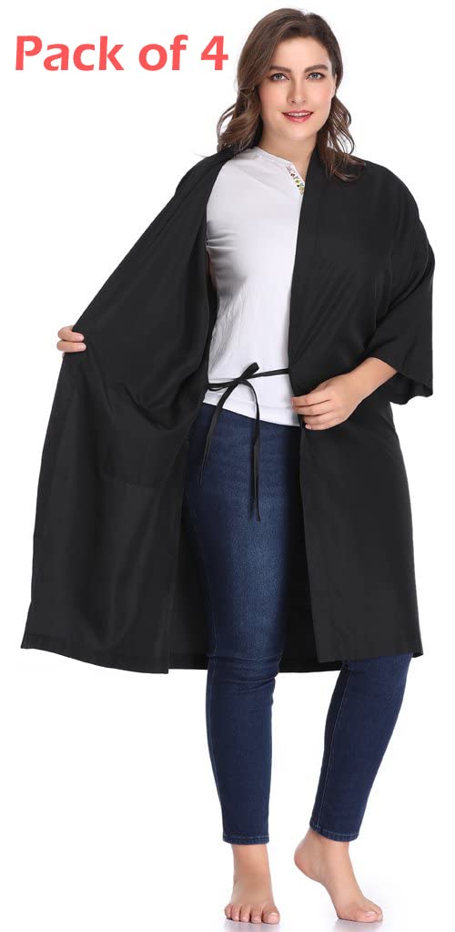 Salon Robes Smock for Clients, Pack of 4, Hair Salon Client Gown Cape, Black - Image 4
