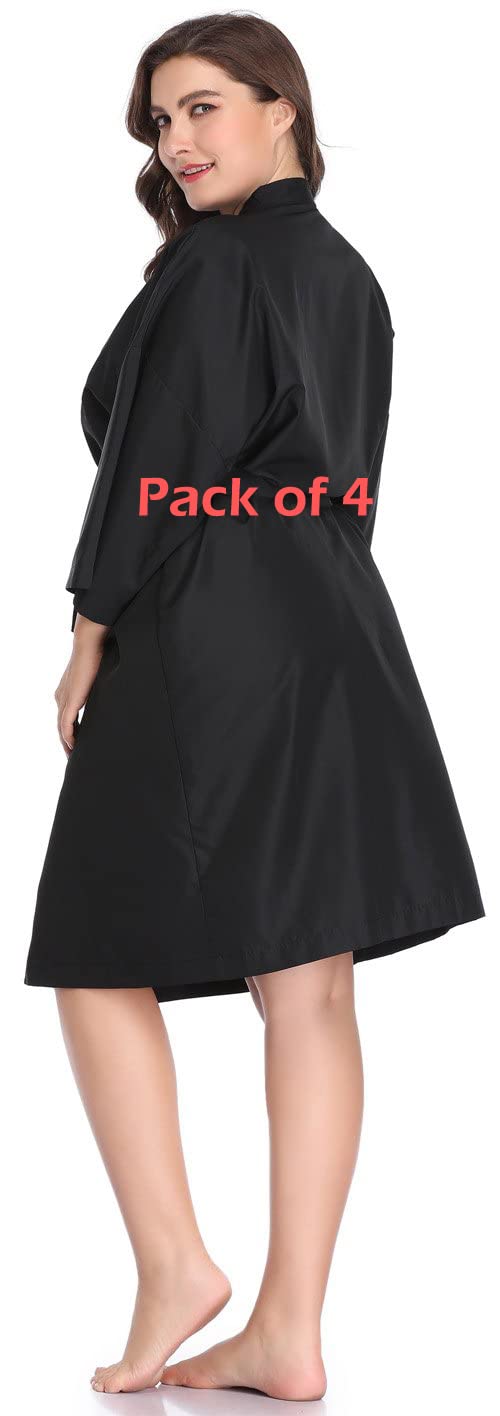 Salon Robes Smock for Clients, Pack of 4, Hair Salon Client Gown Cape, Black - Image 5