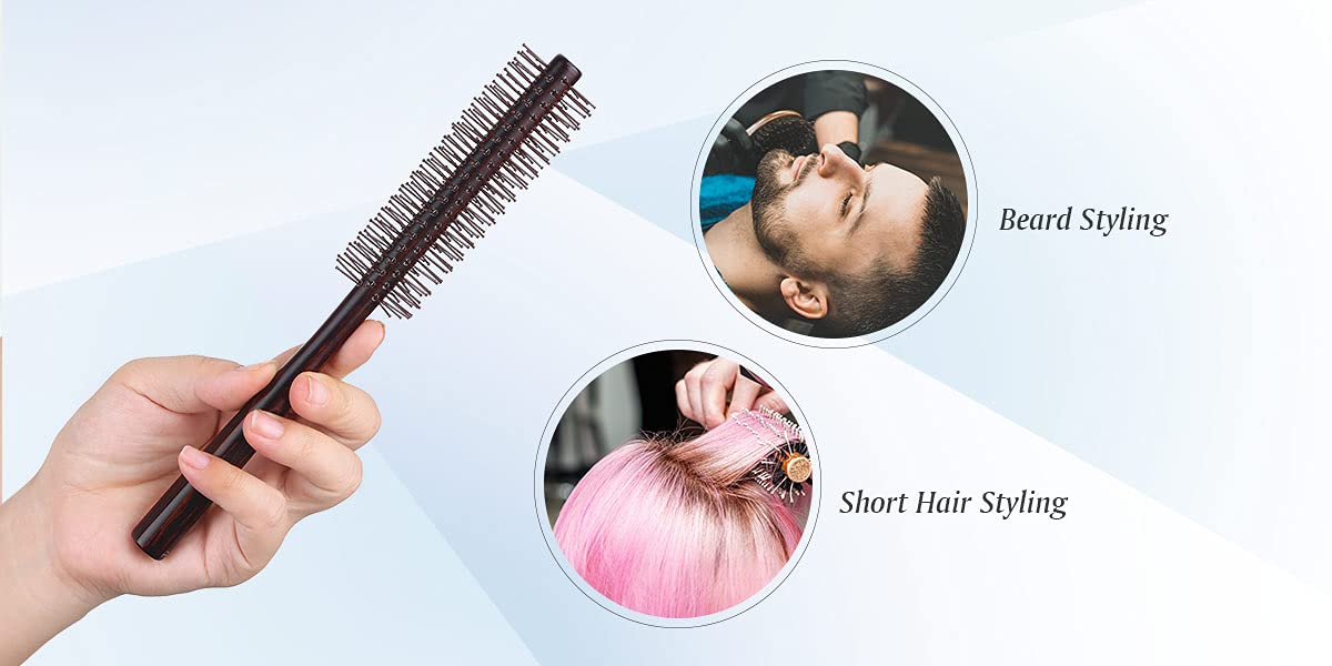 Small Round Brush for Short Hair, 1.3 Inch Mini Quiff Roller circular comb with soft Nylon Bristle for Men and Women, for Styling, Lifting, Volume, Curling Thin Hair, Bangs, Beard - Image 4